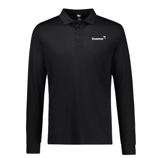 Mens Action Long Sleeve Polo - BLACK