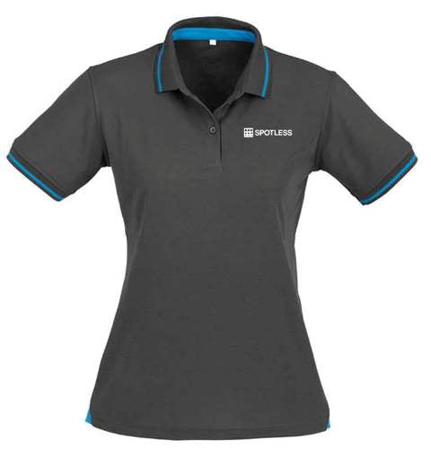 JET LADIES POLO  - STEEL GREY-CYAN