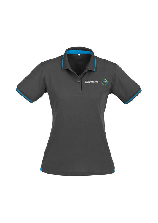 JET LADIES POLO  - STEEL GREY-CYAN