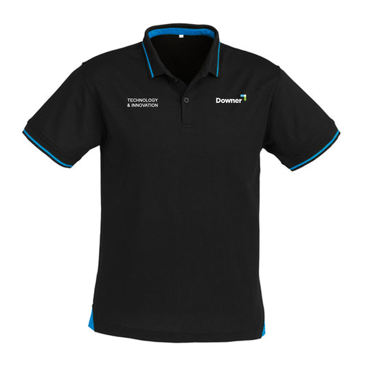 MENS JET POLO - BLACK/CYAN