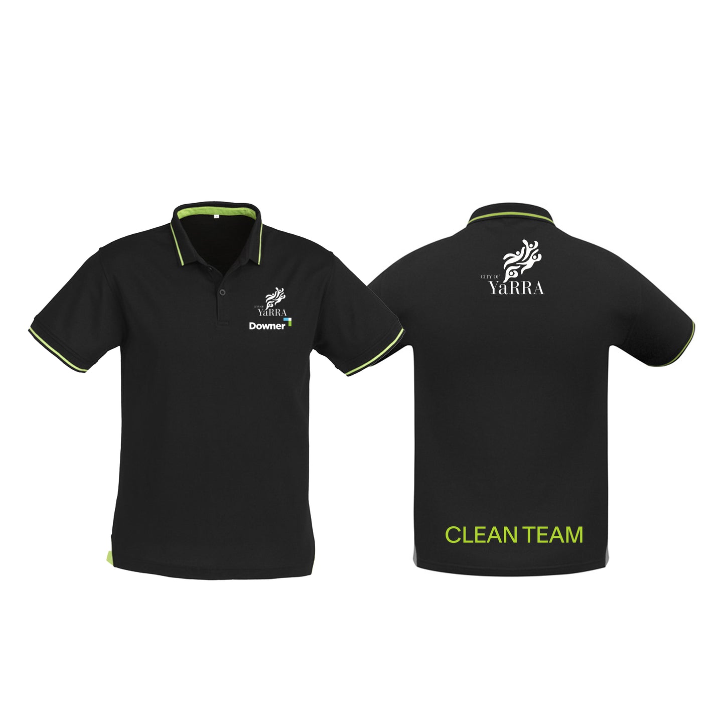 MENS JET POLO - BLACK/BRIGHT GREEN
