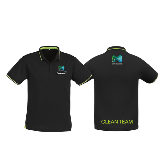 MENS JET POLO - BLACK/BRIGHT GREEN