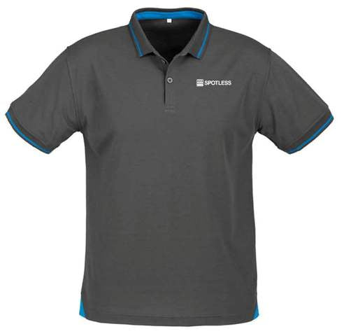 JET MENS POLO  - STEEL GREY-CYAN