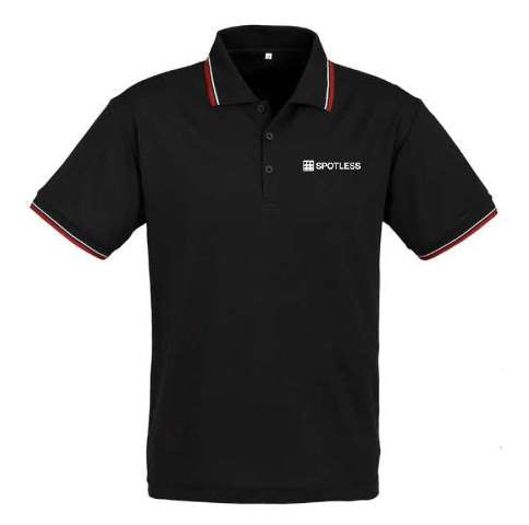 CAMBRIDGE MENS POLO  - BLACK-RED-WHITE