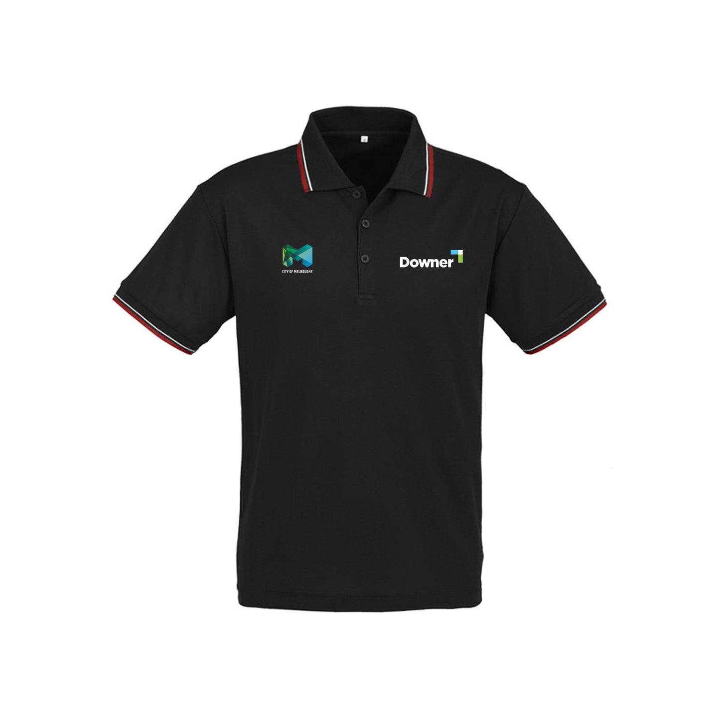 CAMBRIDGE MENS POLO  - BLACK-RED-WHITE