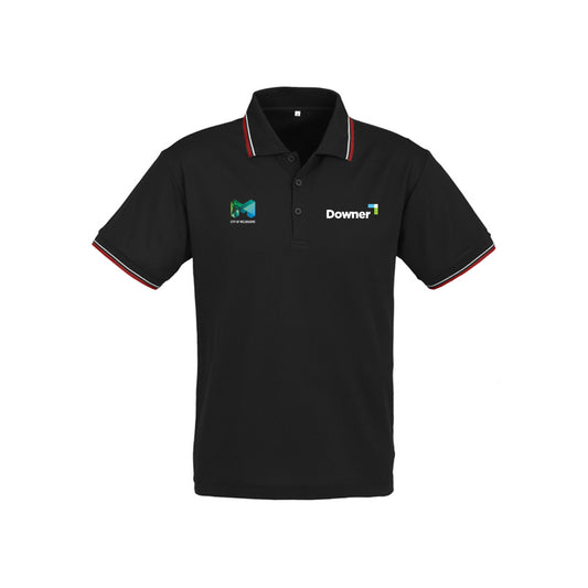 CAMBRIDGE MENS POLO  - BLACK-RED-WHITE