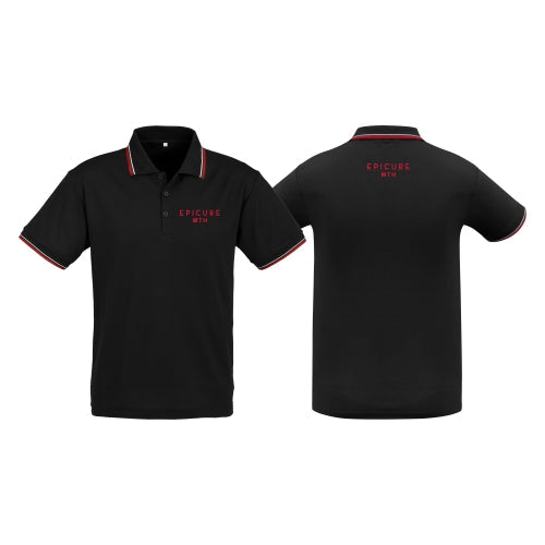 CAMBRIDGE MENS POLO  - BLACK-RED-WHITE