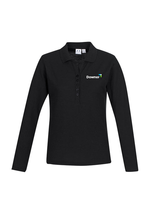 WOMENS CREW  L-S POLO – BLACK