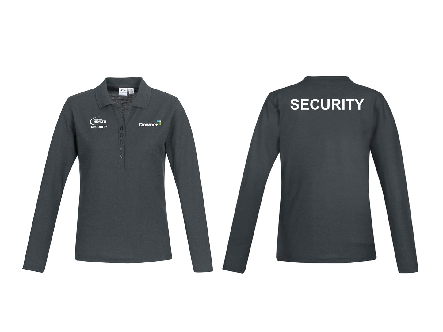 Womens Crew Long Sleeve Polo - CHARCOAL