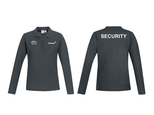 Womens Crew Long Sleeve Polo - CHARCOAL