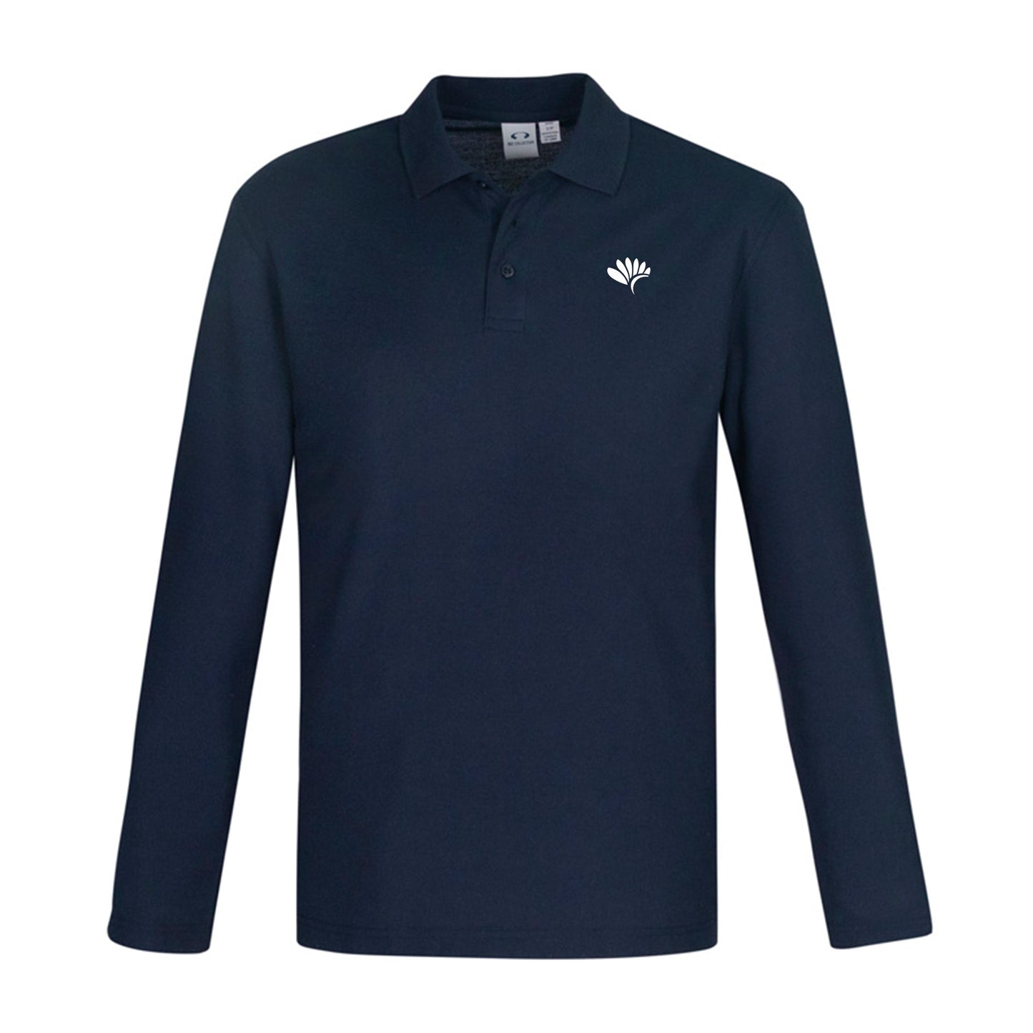 Mens Crew Long Sleeve Polo - NAVY