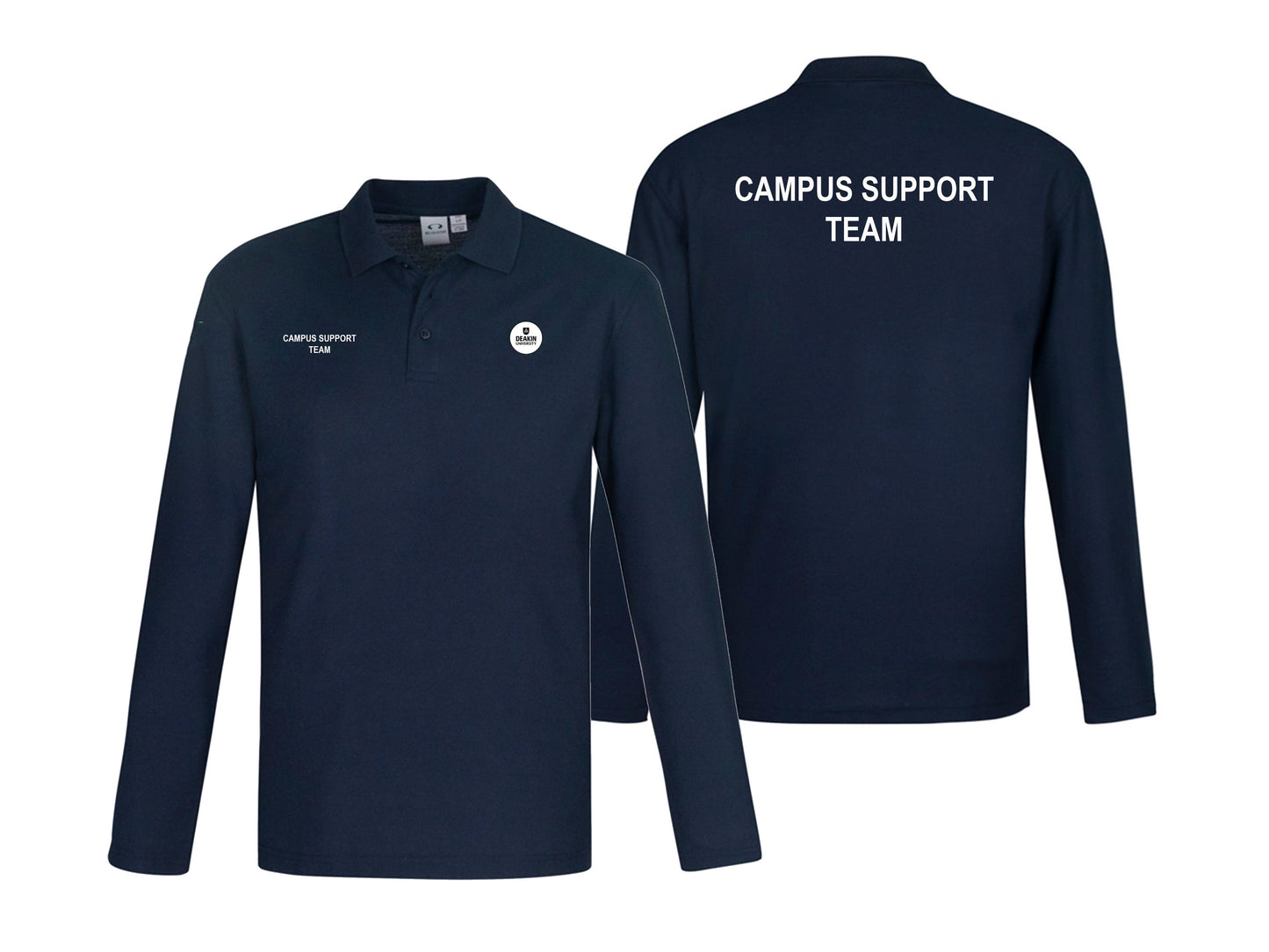 Mens Crew Long Sleeve Polo - NAVY