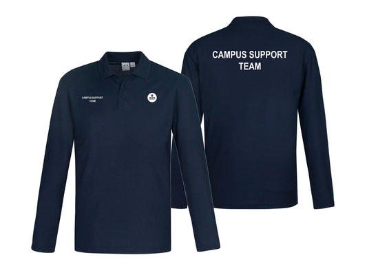 Mens Crew Long Sleeve Polo - NAVY