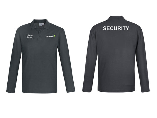 Mens Crew Long Sleeve Polo - CHARCOAL