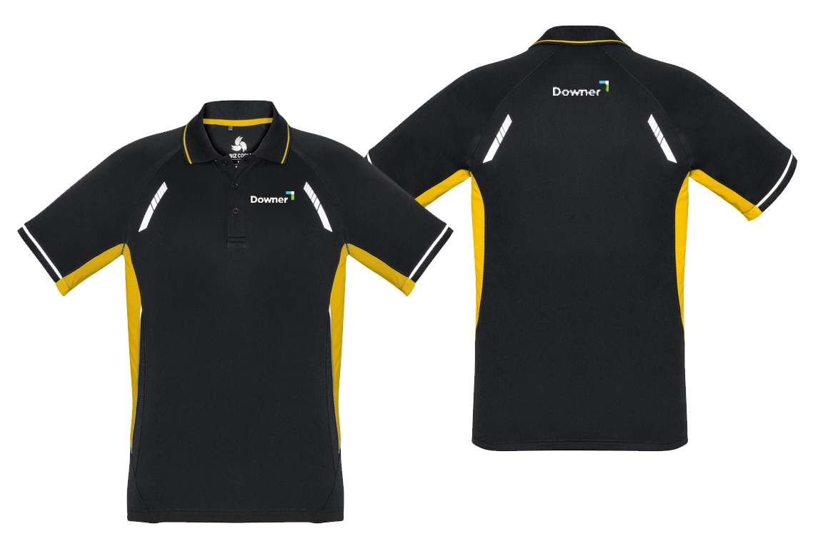 MENS RENEGADE POLO - BLACK/GOLD/SILVER