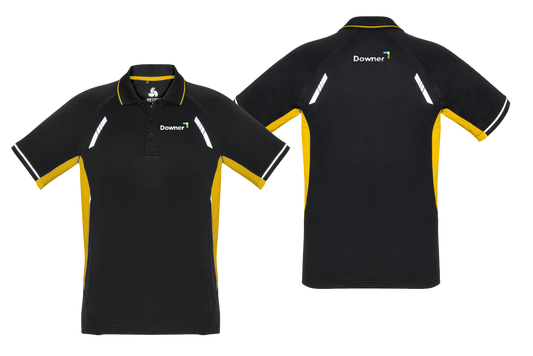 MENS RENEGADE POLO - BLACK/GOLD/SILVER