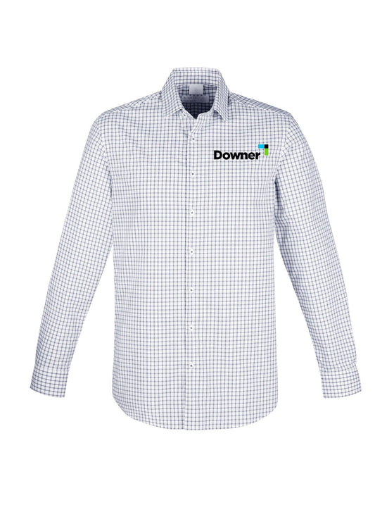 NOAH M L-S Classic Fit  Shirt  - White-Storm Blue