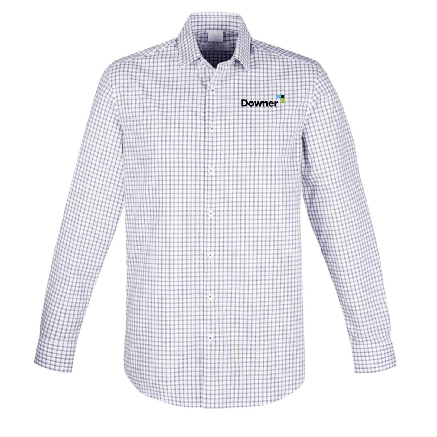 Noah Mens Long Sleeve Classic Fit Shirt - WHITE/STORM BLUE