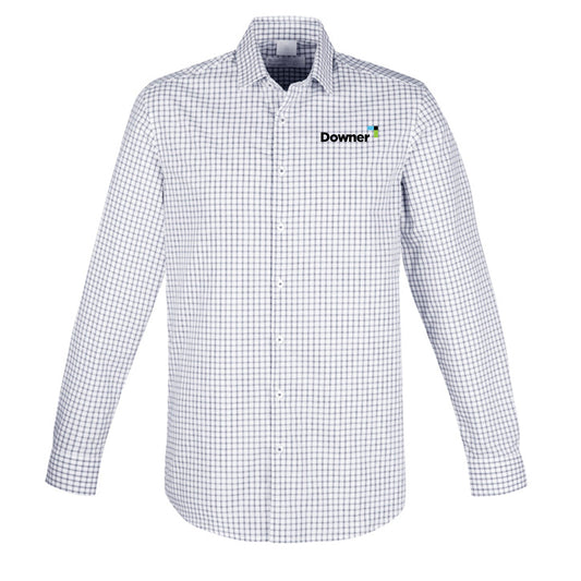Noah Mens Long Sleeve Classic Fit Shirt - WHITE/STORM BLUE