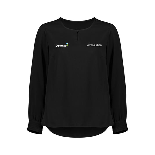 Womens Evelyn Long Sleeve Blouse - BLACK
