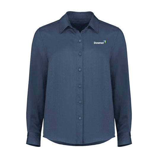 Womens Evelyn Long Sleeve Shirt - MINERAL BLUE