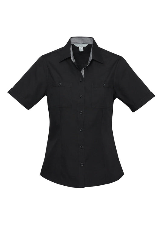Bondi Ladies S-S Shirt         - Black-Edge Check