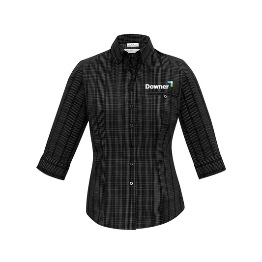 WOMENS HARPER 3/4 SLEEVE SHIRT - BLACK/SILVER