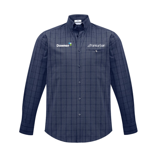 MENS HARPER LONG SLEEVE SHIRT - NAVY/SILVER