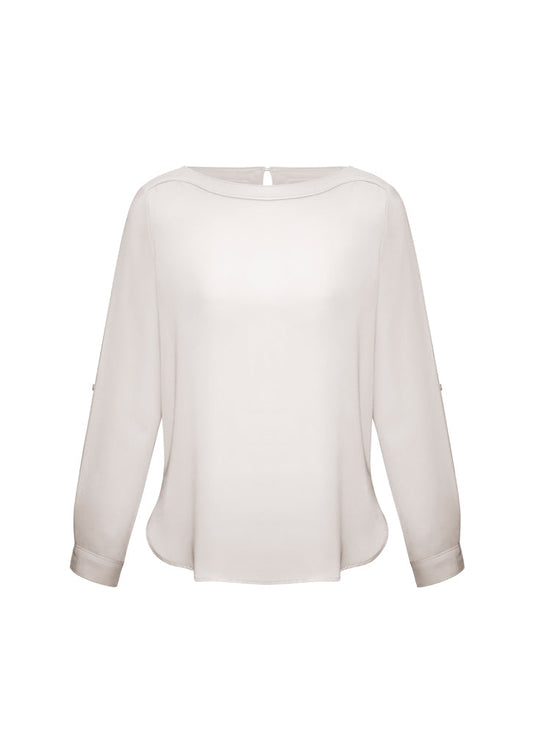 Madison Ladies Boatneck Blouse - IVORY