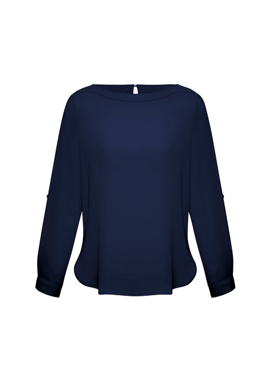 Madison Ladies Boatneck Blouse - Midnight Blue