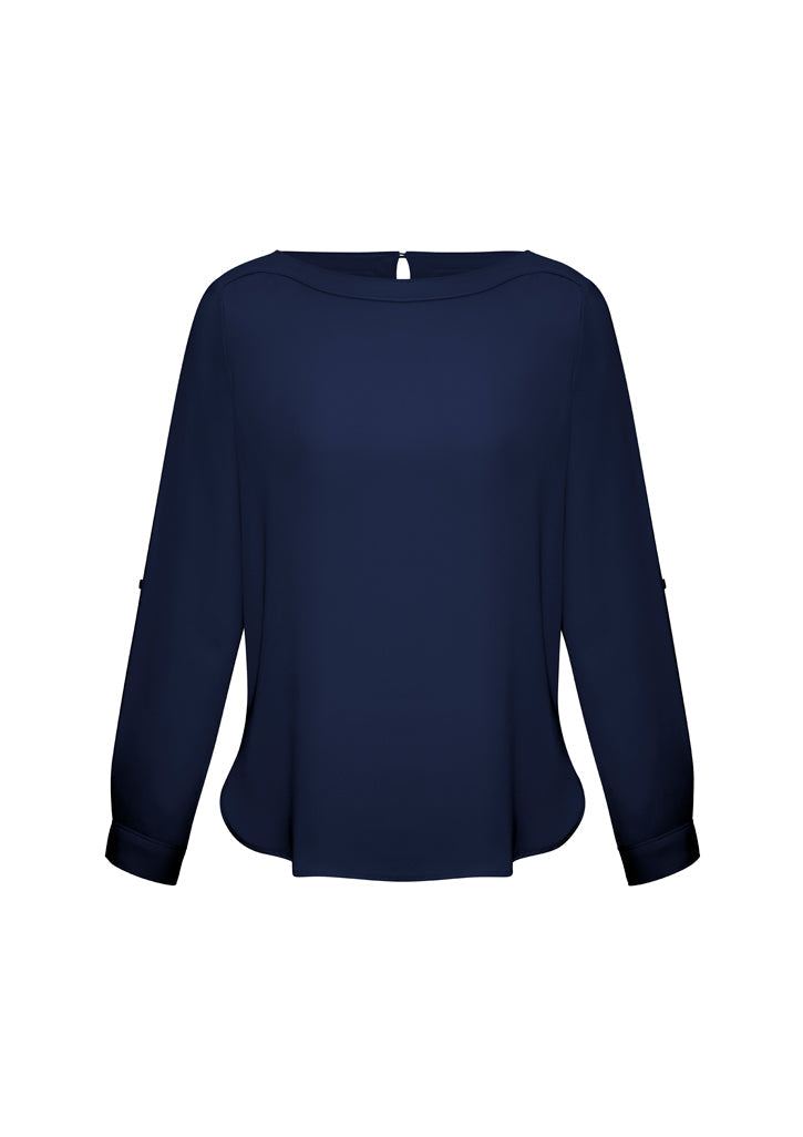 Madison Ladies Boatneck Blouse - Midnight Blue