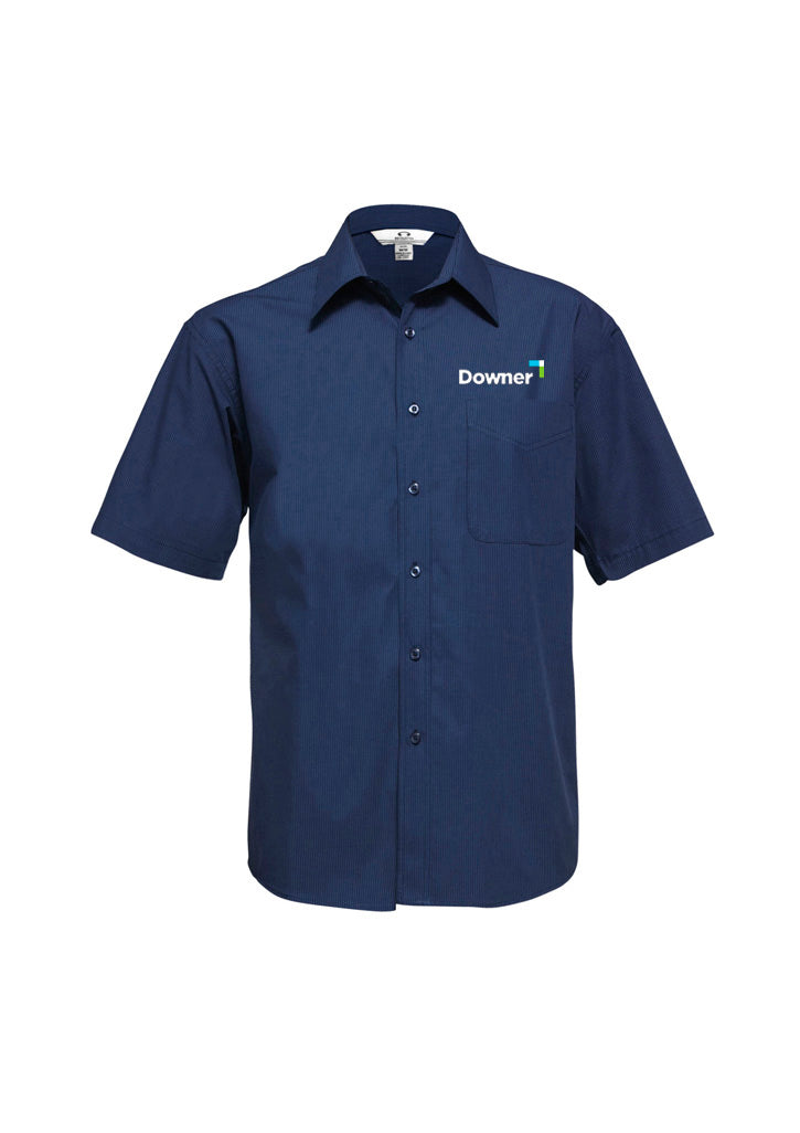 Micro Check Mens SS Shirt - NAVY
