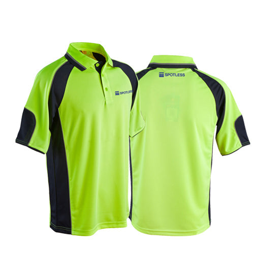 Cool Dry Hi Vis Polo           - Yellow-Navy