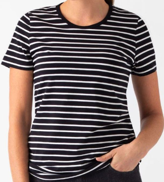 UNISEX STRIPED T Black & White - BLACK-WHITE