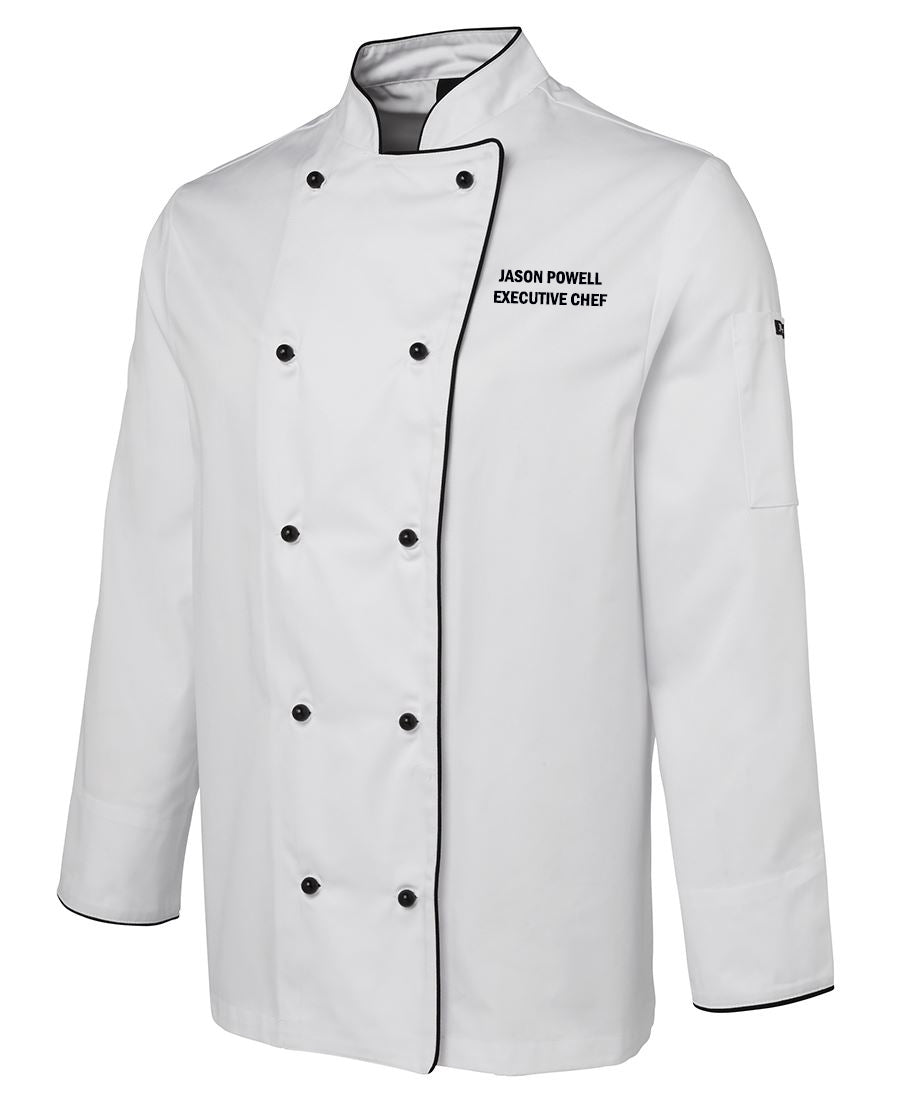 CHEFS JACKET L-S - WHITE-BLACK