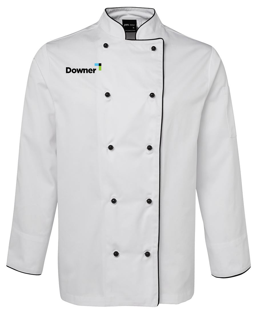 Chefs Jacket Wht-Blk Piping L-S - WHITE-BLACK