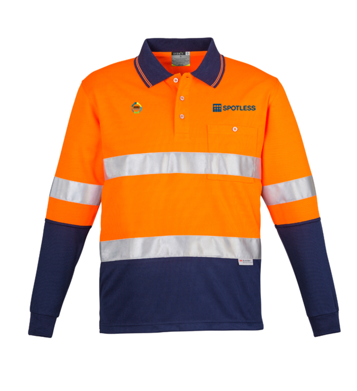 Day-Ngt Hooped L-S Polo - Orange-Navy