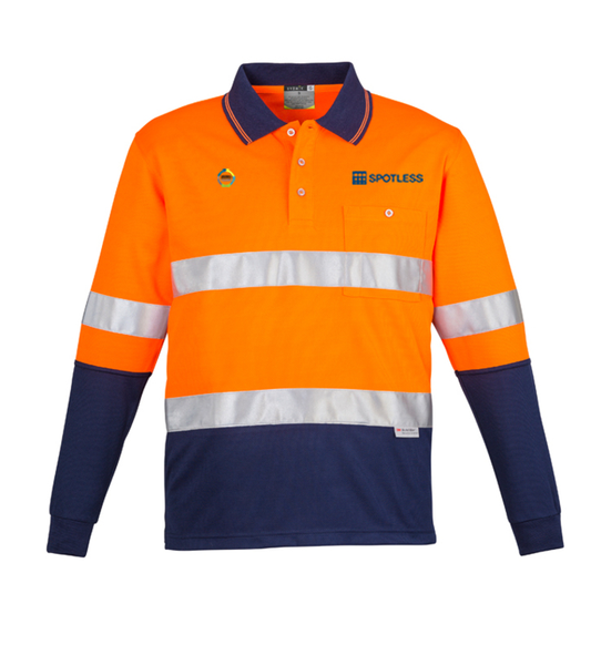 Day-Ngt Hooped L-S Polo - Orange-Navy