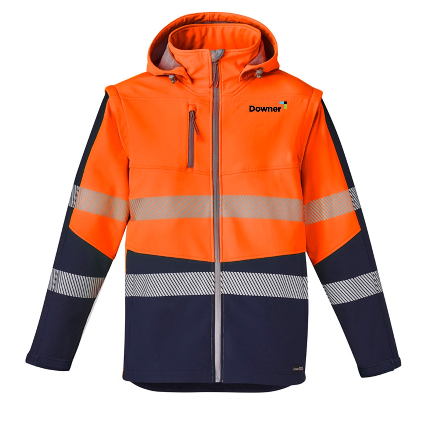 Unisex Streetworx 2 In 1 Stretch Softshell Jacket - ORANGE/NAVY
