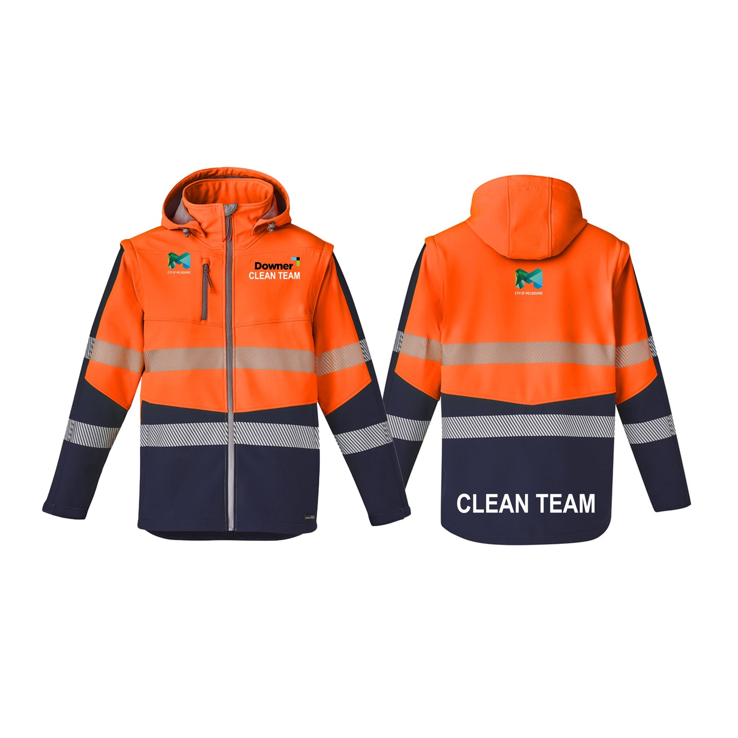 Unisex Streetworx 2 In 1 Stretch Softshell Jacket - Orange/Navy