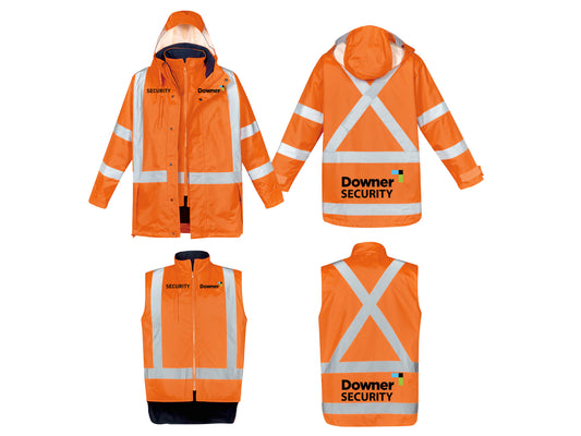 Hi Vis X Back Taped 4 in 1 Waterproof Jacket - ORANGE