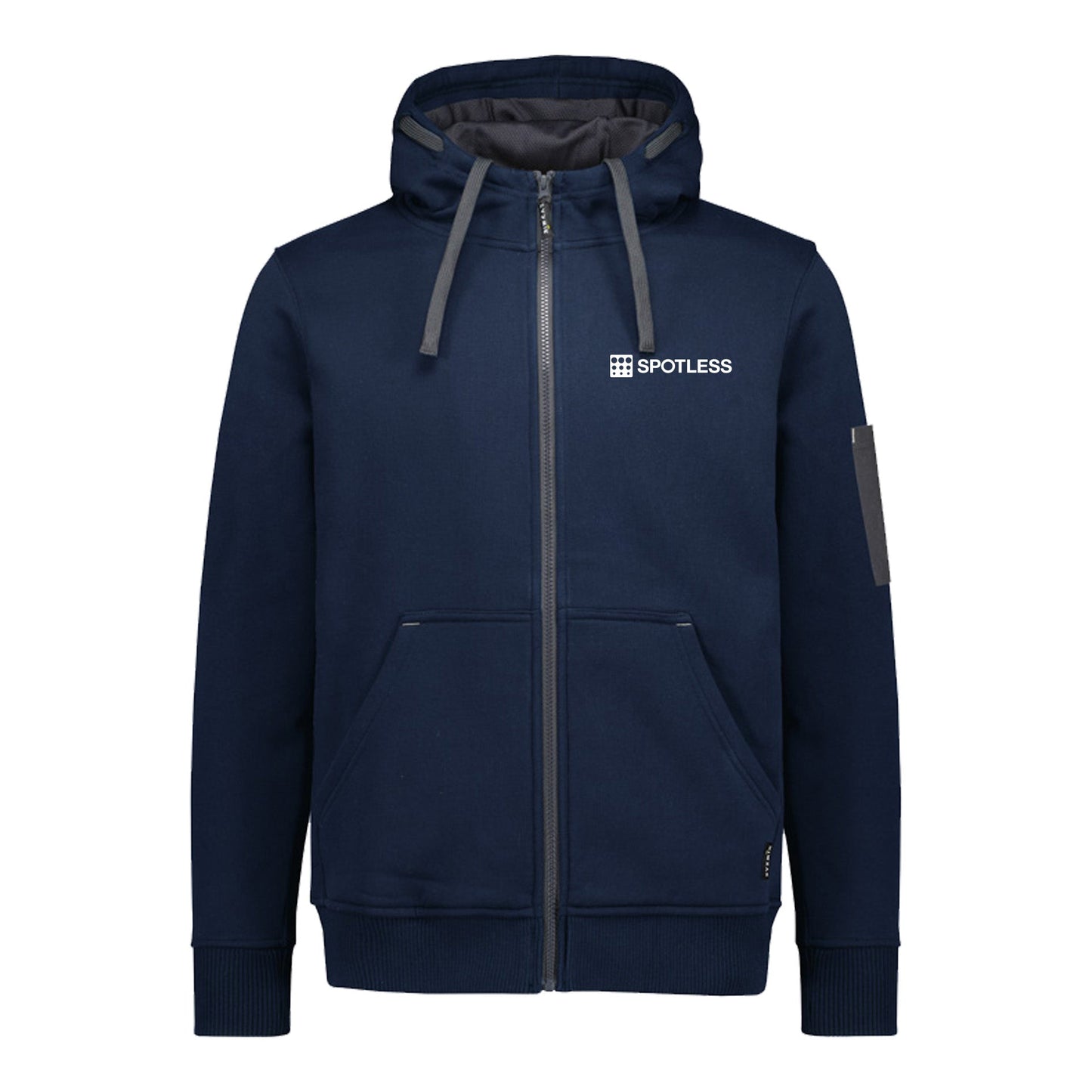 Unisex Zip Multi-Pkt Hoodie - NAVY/CHARCOAL