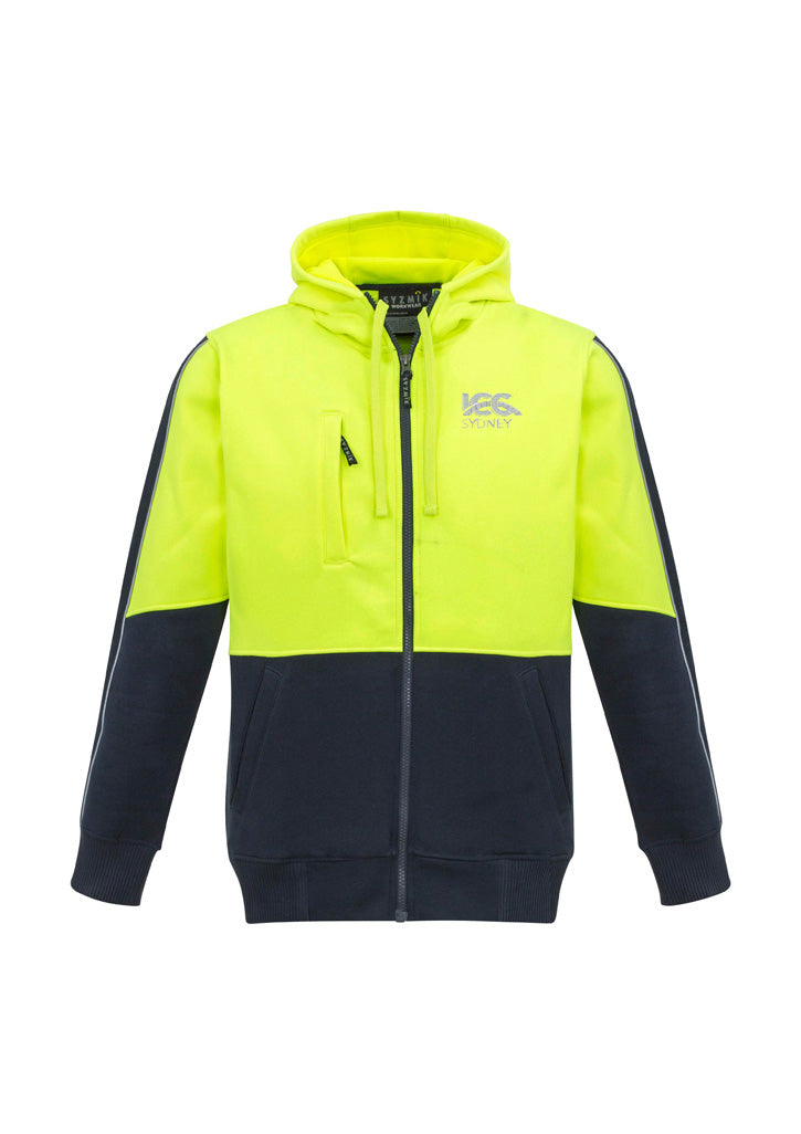 Zip Front Hoodie               - Yellow-Navy