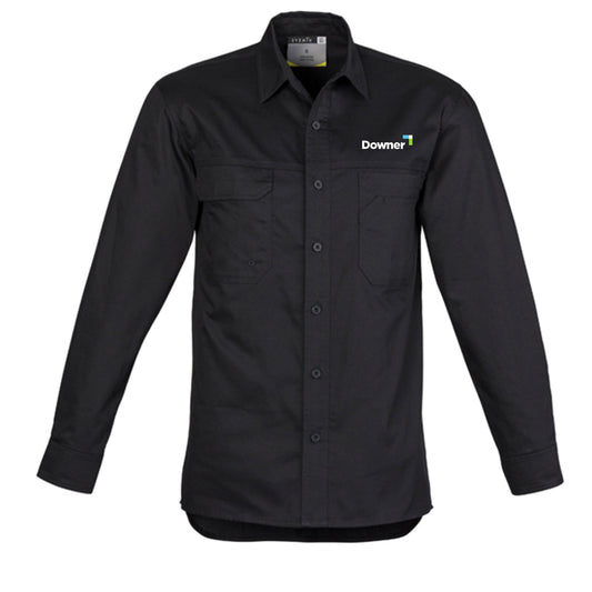 Mens Lightweight Tradie Long Sleeve Shirt - BLACK