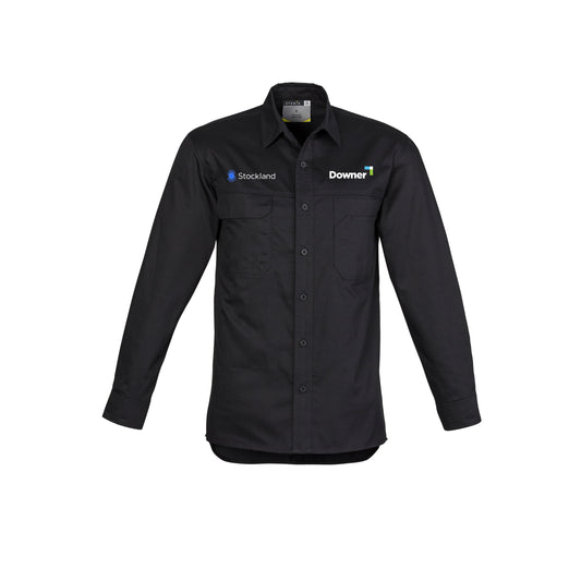 Mens Lightweight Tradie Long Sleeve Shirt - BLACK