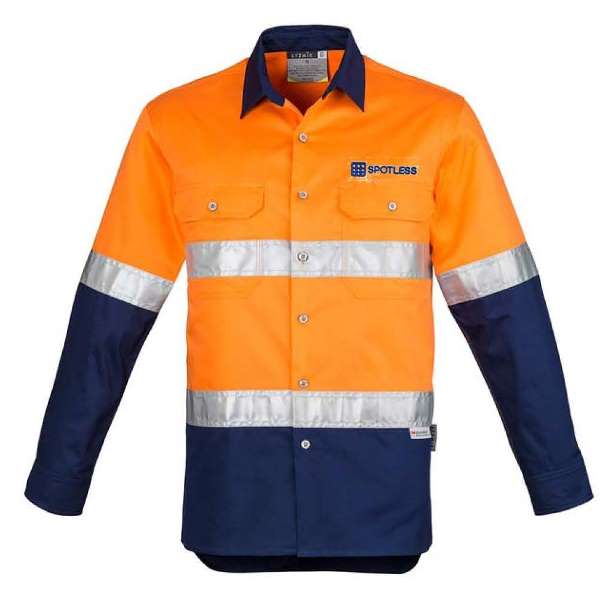 D-N Mens Hooped Shirt - Orange-Navy
