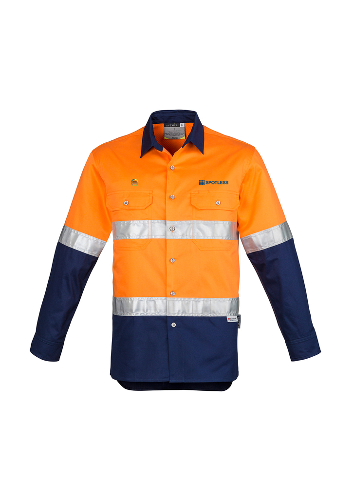 D-N Mens Hooped Shirt - Orange-Navy