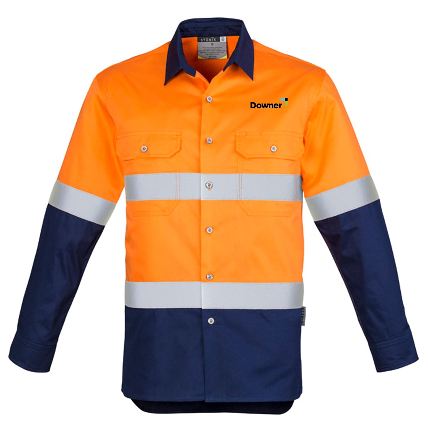 D-N Mens Hooped Shirt          - Orange-Navy