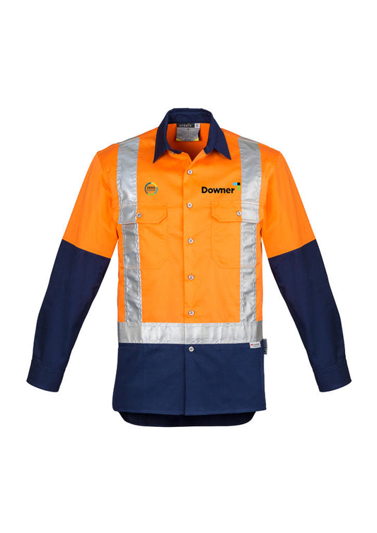 D-N Mens Shlder Shirt   - Orange-Navy