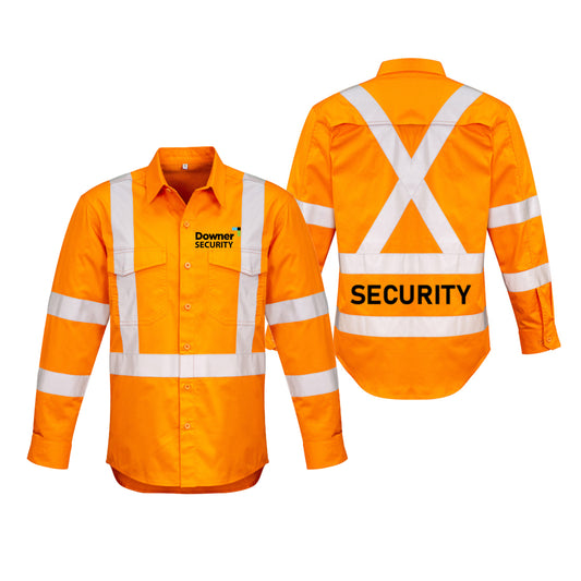 Hi Vis X Back NSW Rail Taped Shirt - Orange